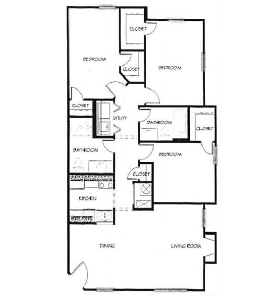 3 Bedrooms/2 Bathrooms